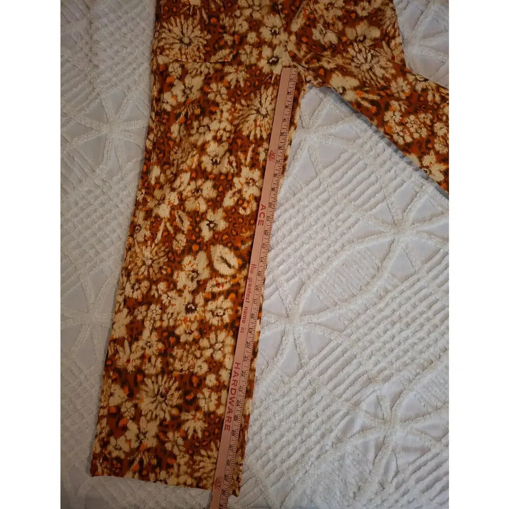 Zara Brown and Cream Floral Wide-Leg Linen Blend Pants